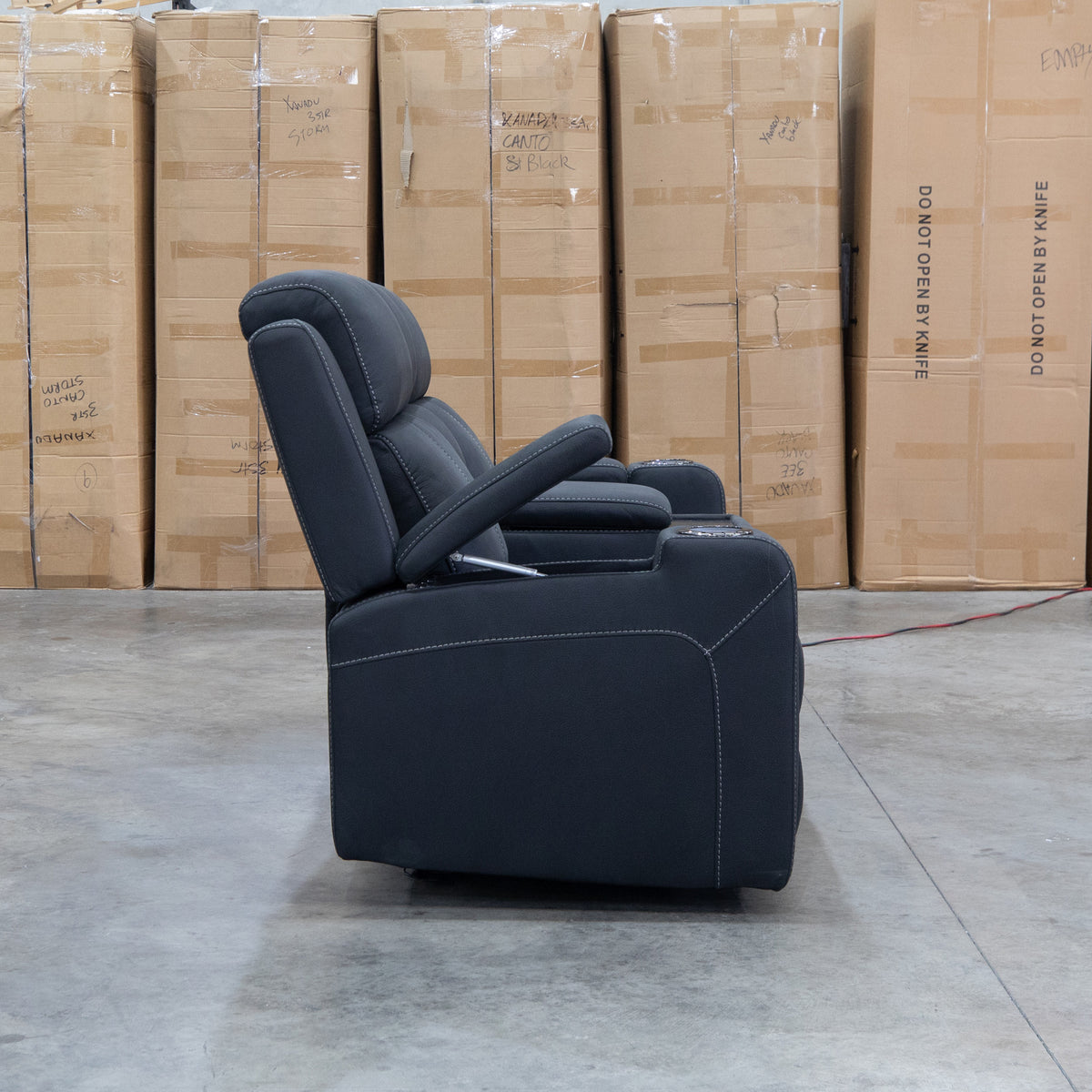 The Stratton Two Seat Triple Motor Recliner Lounge with Air Massager - Jet available to purchase from Warehouse Furniture Clearance at our next sale event.