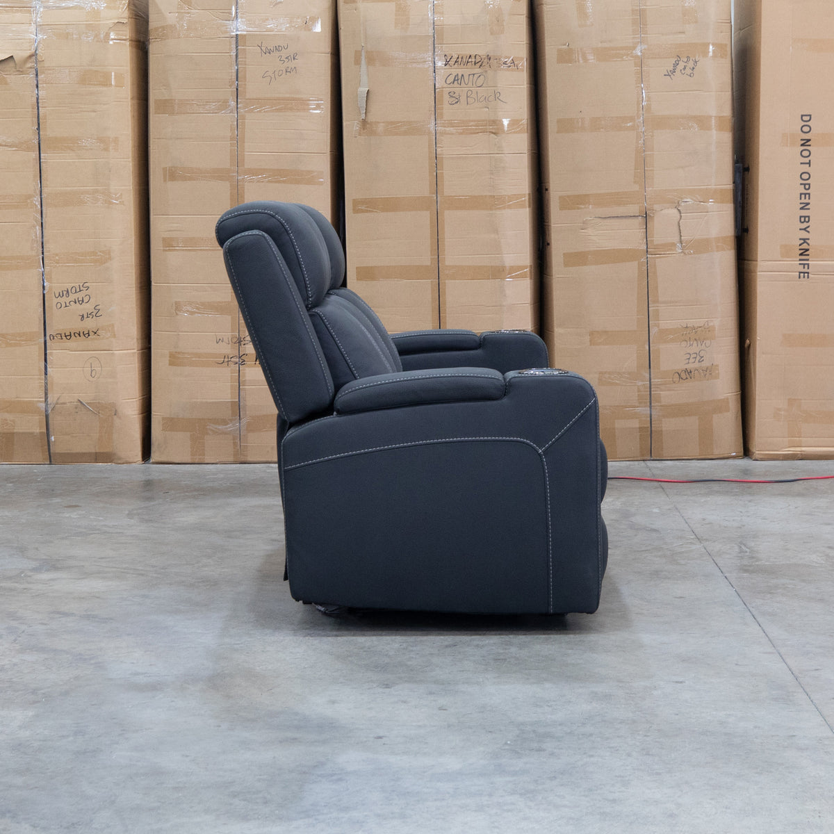 The Stratton Three Seat Triple Motor Recliner Lounge with Air Massager - Jet available to purchase from Warehouse Furniture Clearance at our next sale event.