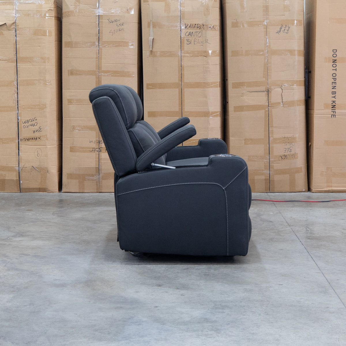 The Stratton Three Seat Triple Motor Recliner Lounge with Air Massager - Jet available to purchase from Warehouse Furniture Clearance at our next sale event.