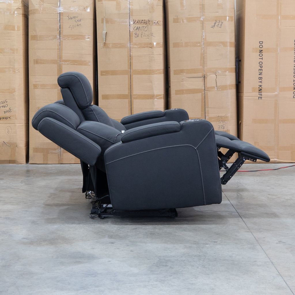 The Stratton Three Seat Triple Motor Recliner Lounge with Air Massager - Jet available to purchase from Warehouse Furniture Clearance at our next sale event.