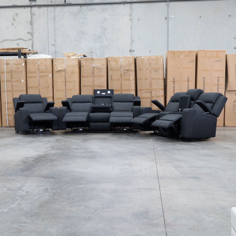 The Stratton Three Seat Triple Motor Recliner Lounge with Air Massager - Jet