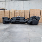 The Stratton Two Seat Triple Motor Recliner Lounge with Air Massager - Jet available to purchase from Warehouse Furniture Clearance at our next sale event.