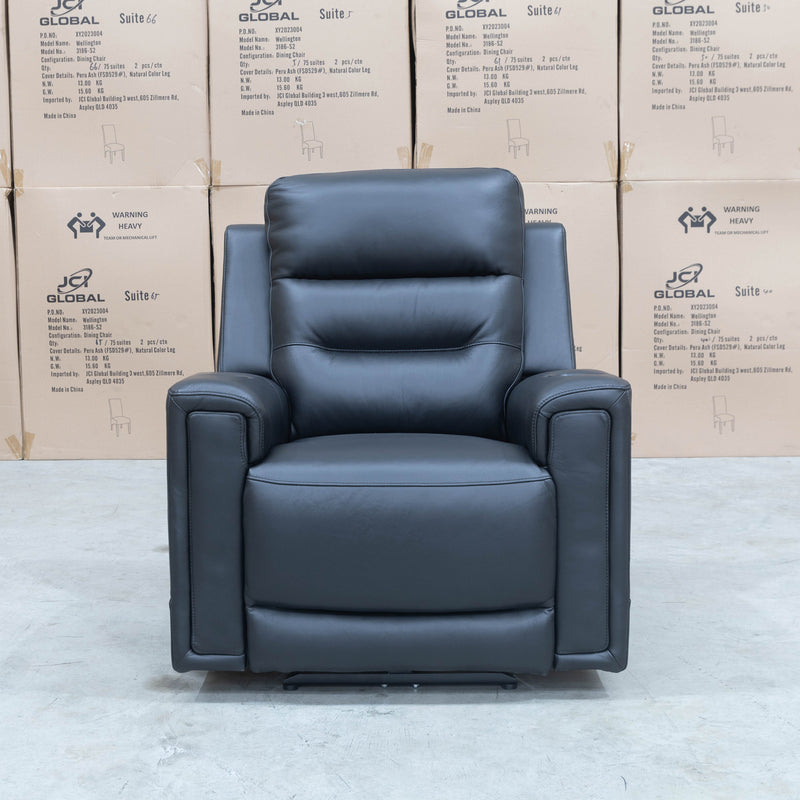 The Leon Triple Motor Electric Single Recliner - Leather Ebony