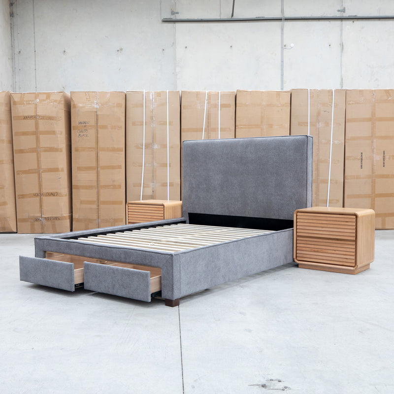 The Talia Double Fabric Storage Bed - Storm