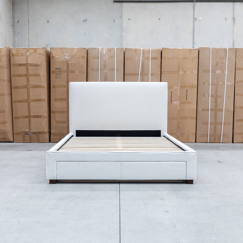 The Talia Double Fabric Storage Bed - Bone