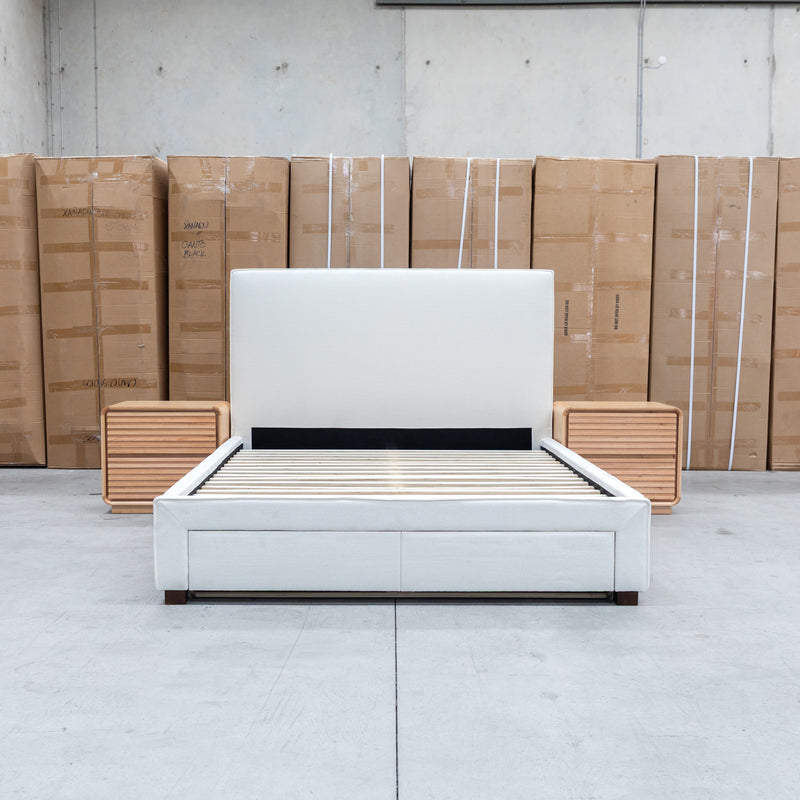 The Talia Double Fabric Storage Bed - Bone
