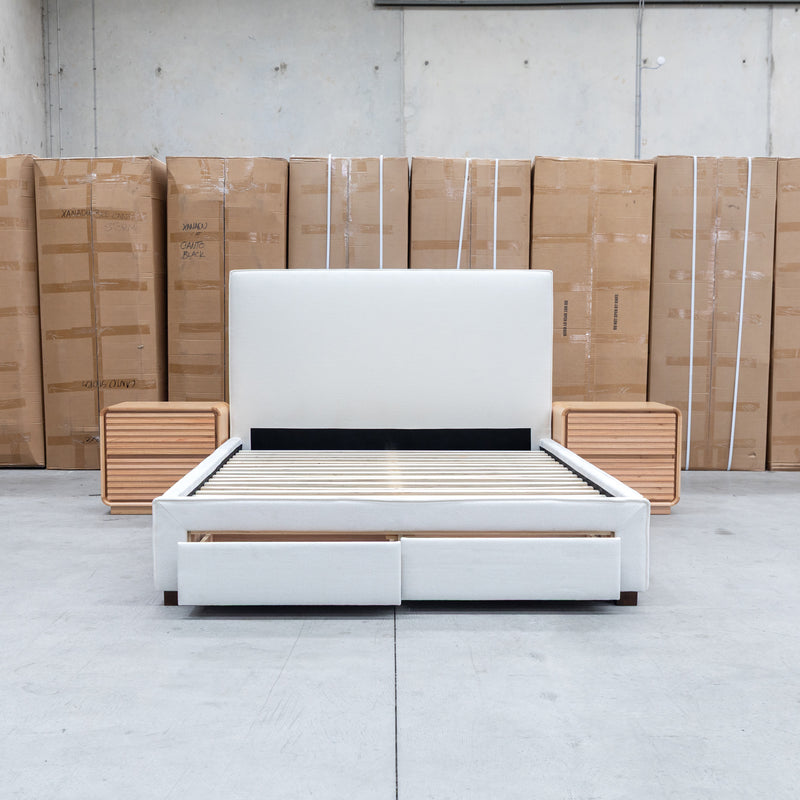 The Talia Double Fabric Storage Bed - Bone