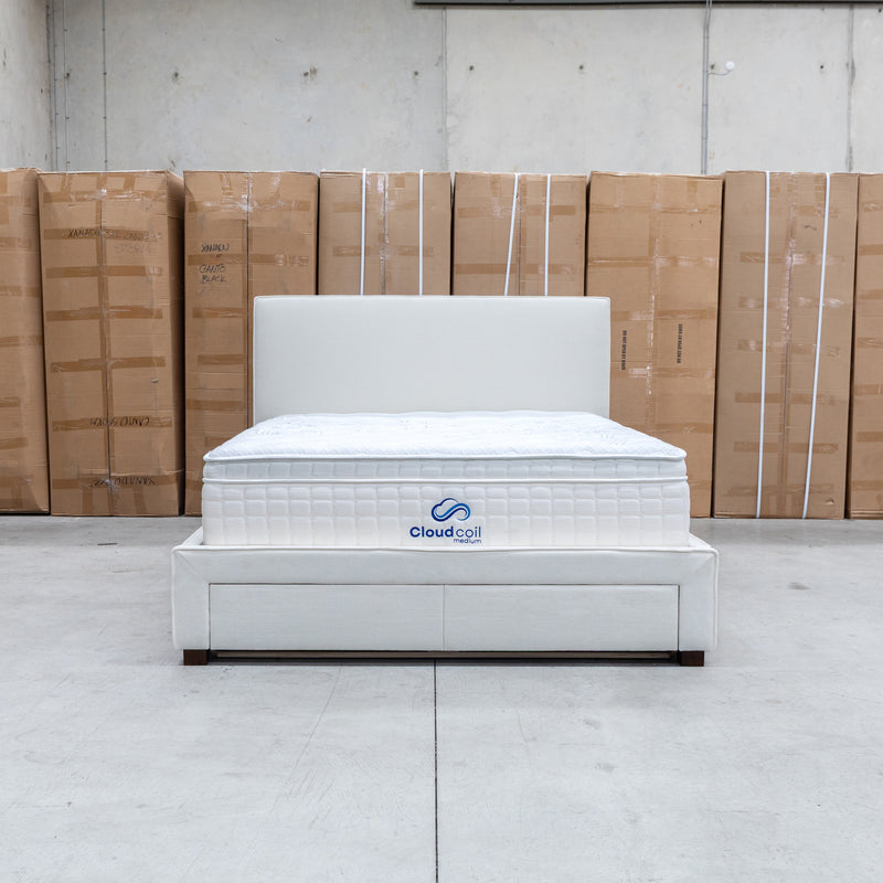 The Talia Double Fabric Storage Bed - Bone
