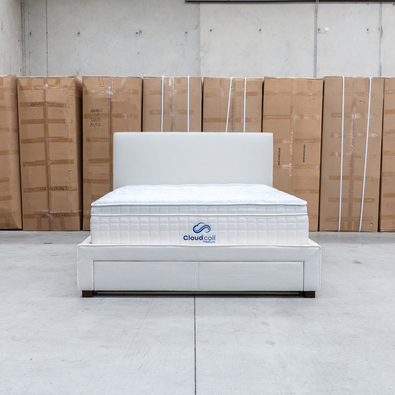 The Talia Double Fabric Storage Bed - Bone
