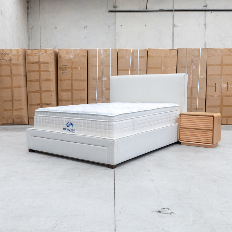 The Talia Double Fabric Storage Bed - Bone