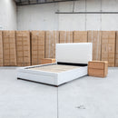 The Talia Double Fabric Storage Bed - Bone available to purchase from Warehouse Furniture Clearance at our next sale event.