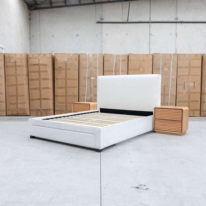 The Talia Double Fabric Storage Bed - Bone