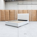 The Talia Double Fabric Storage Bed - Bone available to purchase from Warehouse Furniture Clearance at our next sale event.