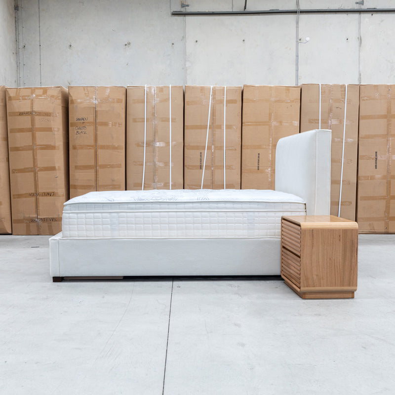 The Talia Double Fabric Storage Bed - Bone