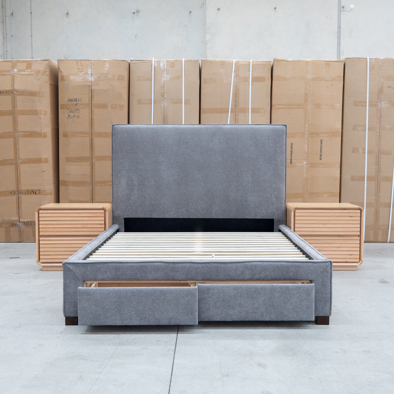 The Talia Double Fabric Storage Bed - Storm