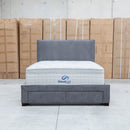 The Talia Queen Fabric Storage Bed - Storm available to purchase from Warehouse Furniture Clearance at our next sale event.
