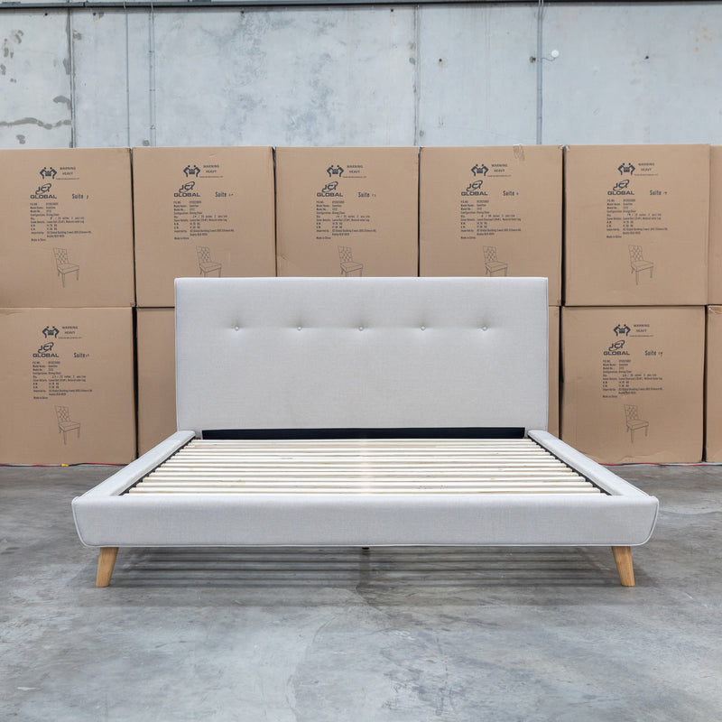 The Tara King Upholstered Bed - Oatmeal