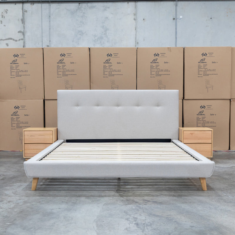 The Tara King Upholstered Bed - Oatmeal