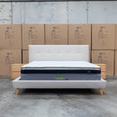 The Tara King Upholstered Bed - Oatmeal available to purchase from Warehouse Furniture Clearance at our next sale event.