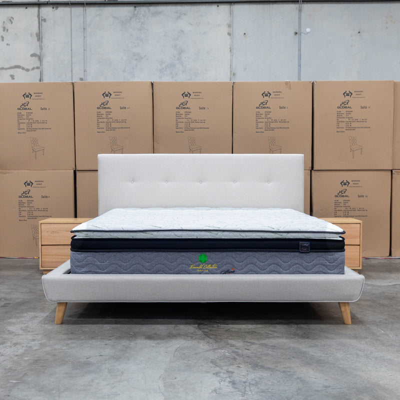 The Tara King Upholstered Bed - Oatmeal