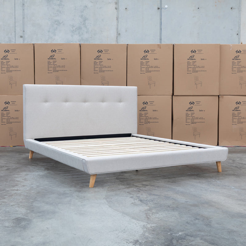 The Tara King Upholstered Bed - Oatmeal