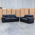 The Tayla Leather Three Seat Sofa - Black
