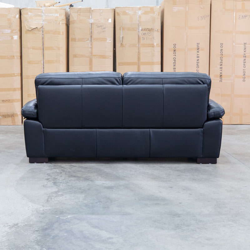 The Tayla Leather Three Seat Sofa - Black