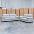 The Tayla Leather Two Seat Sofa - Light Grey