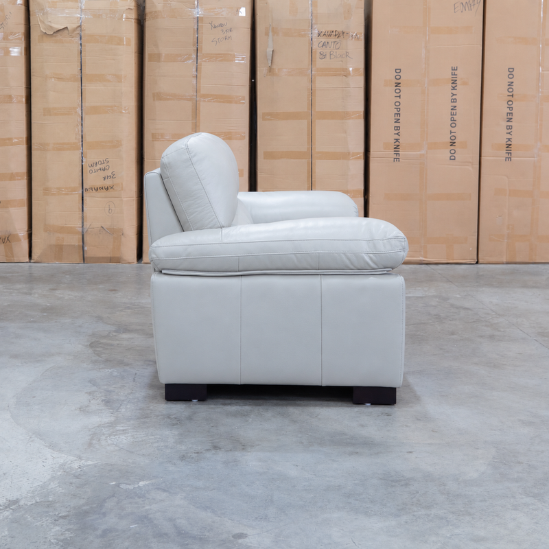 The Tayla Leather Two Seat Sofa - Light Grey