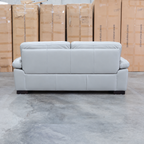 The Tayla Leather Three Seat Sofa - Light Grey available to purchase from Warehouse Furniture Clearance at our next sale event.