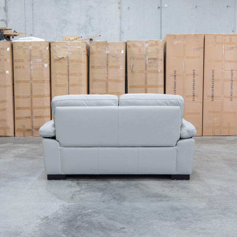 The Tayla Leather Two Seat Sofa - Light Grey