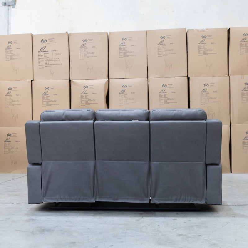 The Bari Three Seat Recliner Lounge - Charcoal available to purchase from Warehouse Furniture Clearance at our next sale event.