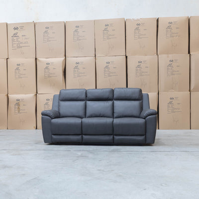 The Bari Three Seat Recliner Lounge - Charcoal available to purchase from Warehouse Furniture Clearance at our next sale event.