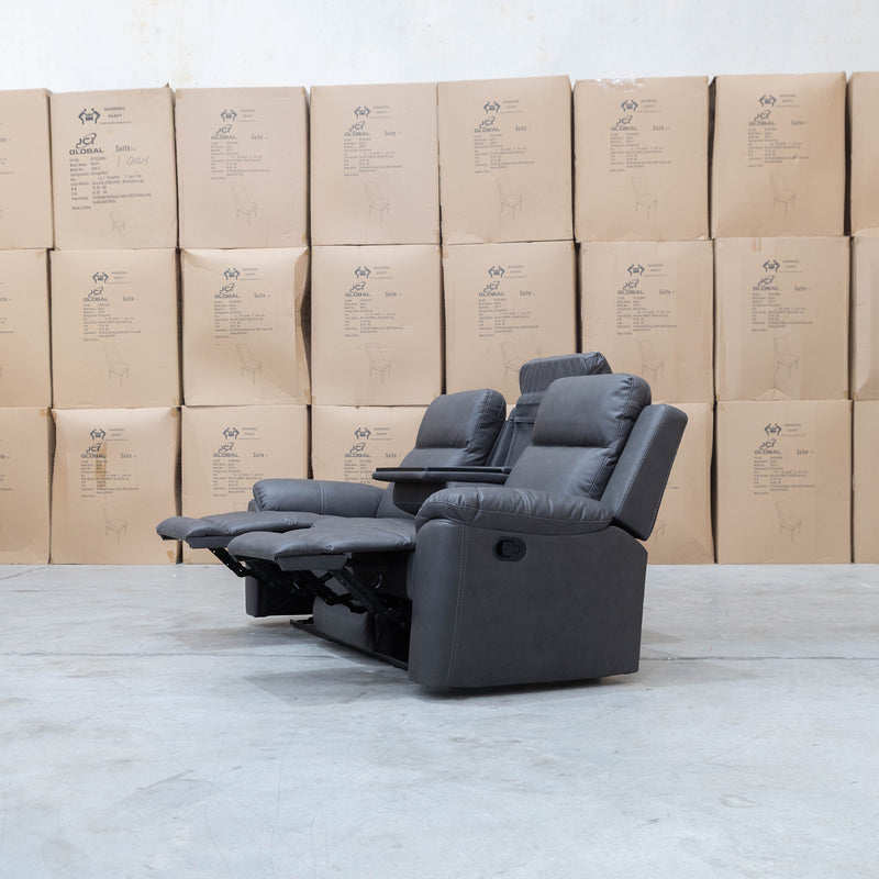 The Bari Three Seat Recliner Lounge - Charcoal available to purchase from Warehouse Furniture Clearance at our next sale event.