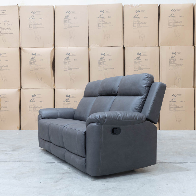 The Bari Three Seat Recliner Lounge - Charcoal available to purchase from Warehouse Furniture Clearance at our next sale event.