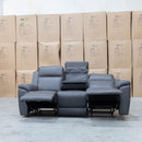 The Bari Three Seat Recliner Lounge - Charcoal available to purchase from Warehouse Furniture Clearance at our next sale event.