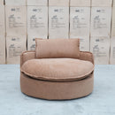 The Tiffany Feather & Foam Round Daybed - Rust available to purchase from Warehouse Furniture Clearance at our next sale event.