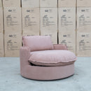 The Tiffany Feather & Foam Round Daybed - Dust available to purchase from Warehouse Furniture Clearance at our next sale event.