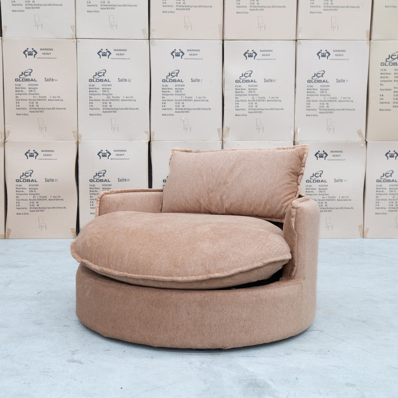 The Tiffany Feather & Foam Round Daybed - Rust available to purchase from Warehouse Furniture Clearance at our next sale event.