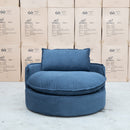 The Tiffany Feather & Foam Round Daybed - Navy available to purchase from Warehouse Furniture Clearance at our next sale event.