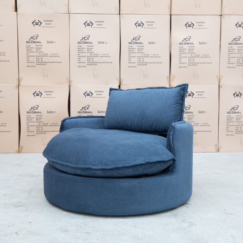 The Tiffany Feather & Foam Round Daybed - Navy available to purchase from Warehouse Furniture Clearance at our next sale event.