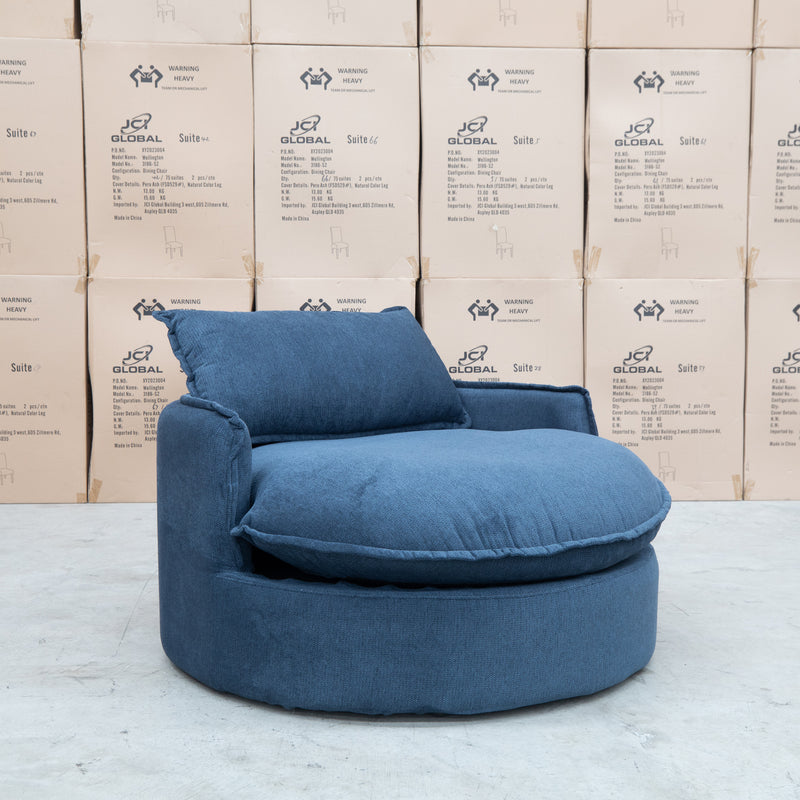 The Tiffany Feather & Foam Round Daybed - Navy available to purchase from Warehouse Furniture Clearance at our next sale event.