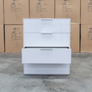 Trieste Four Drawer White Gloss Tallboy - Warehouse Furniture Clearance