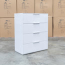 Trieste Four Drawer White Gloss Tallboy - Warehouse Furniture Clearance