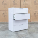 Trieste Four Drawer White Gloss Tallboy - Warehouse Furniture Clearance