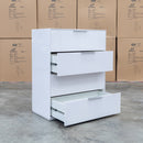 Trieste Four Drawer White Gloss Tallboy - Warehouse Furniture Clearance