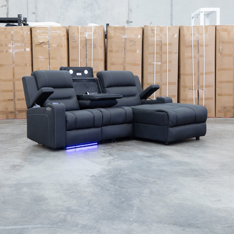 Toronto Dual-Motor Electric Reclining Chaise Lounge - Jet