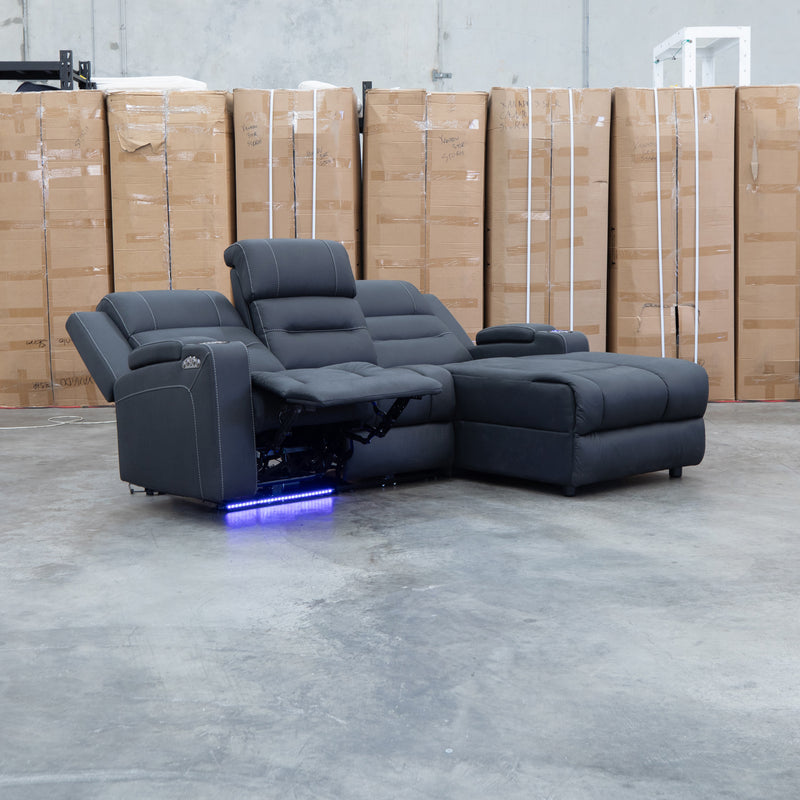 Toronto Dual-Motor Electric Reclining Chaise Lounge - Jet