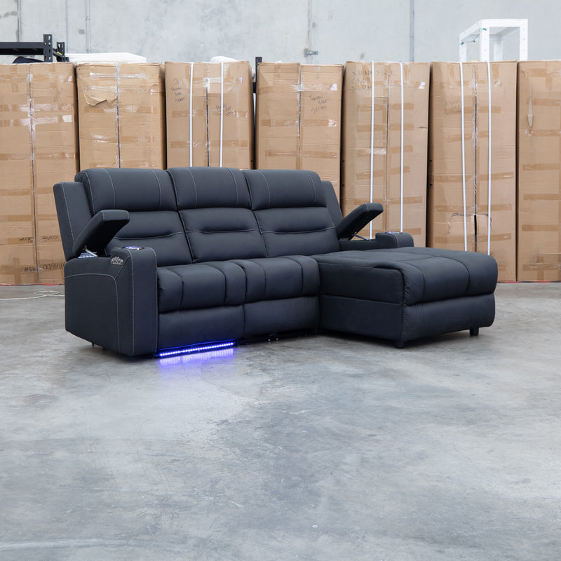Toronto Dual-Motor Electric Reclining Chaise Lounge - Jet
