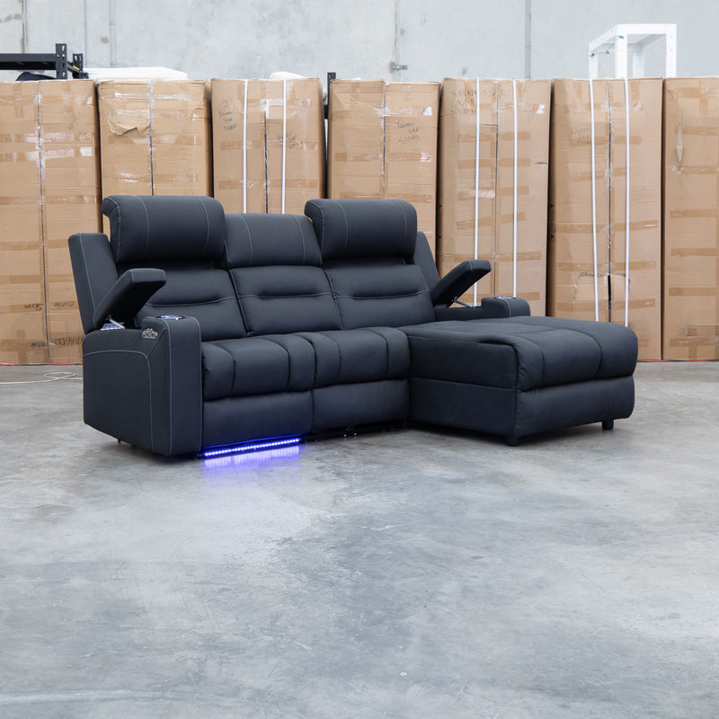 Toronto Dual-Motor Electric Reclining Chaise Lounge - Jet